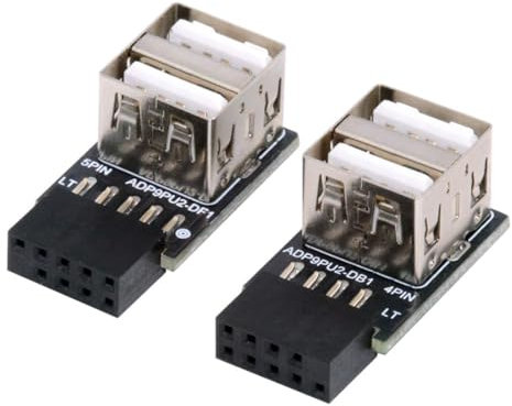 chenyang 2 Pack USB 2.0 Frontpanel Header 9/10Pin 1 maschio a 2 prese USB 2.0 ad angolo di 90° scheda madre intestazione porta adattatore di prolunga