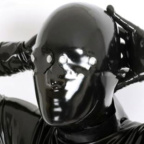 WBAODAN Vollgesichtsmaske mit Reißverschluss über Augen und Mund, geschlossene Nasenlöcher, Latexmaske für Erwachsene, Gummimaske (Größe: XXL - 73 cm)