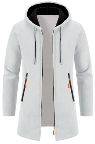 JUZILO Strickjacke Herren Lang Cardigan Mit Kapuze Reißverschluss Wintermantel Fleecejacke Slim Warm Casual Kapuzenjacke Leicht Outdoor Sportjacke