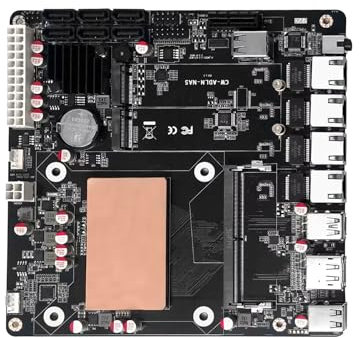 SJRC Low Power NAS Motherboard N100 with 6 Bay SATA3.0, Mini ITX Mainboard with 4 Port i226V 2.5GbE LAN, Soft Router Board DDR5 with Dual M.2 NVMe, 8GB RAM 128GB SSD