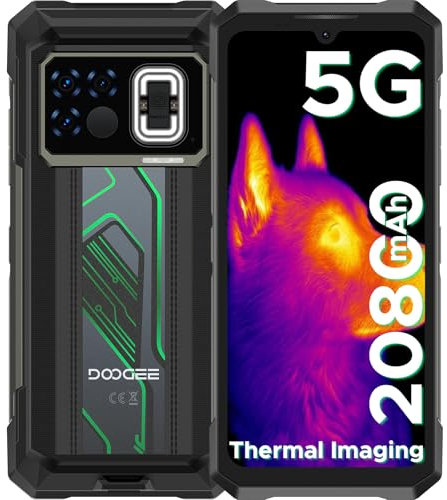 DOOGEE Fire 6 MAX Rugged Smartphone 5G 2025, 20800mAh/33W, Thermal Imaging Rugged Phones Android 14, Dual Light Flashlight, 50MP+20MP Night Version, 20GB+256GB, 6.72''FHD+120HZ, 5G Dual SIM/WiFi 6/NFC