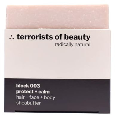 terrorists of beauty - Dusch-seife, Gesichts-seife und Haar-seife block 003 Sheabutter – 100g - Naturseife ohne Plastik, Vegan, Palmölfrei, Tierversuchsfrei