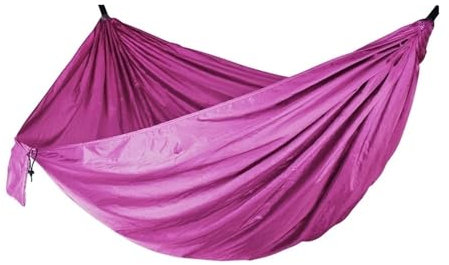 MNEVZX Hängematte Outdoor Fallschirm-Hängematte, 260 x 140 cm, für 2 Personen, Camping, Überleben, Outdoor, Innenbereich, Hängematte für Hinterhof, Terrasse, Wandern, Reisen(Pink)
