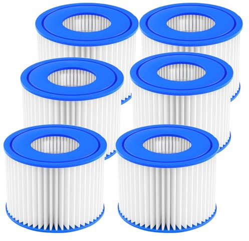 Nephelolux 6 Pack Hot Tub Type VI Filter, Replacement Pool Filter Cartridges Accessories for Best-way, Lay-Z-Spa, Swimming Pool, Coleman SaluSpa, Palm Springs