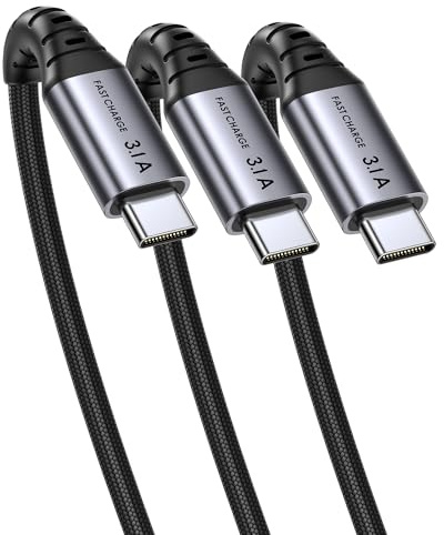 INIU USB C Charger Cable, [3 Pack 1m] USB A to USB C Cable Fast Charging | Nylon Braided, High Speed Charging, LED Indicator, Type C Data Transfer, for iPhone 17 16, Samsung S26 S25, Xiaomi, iPad etc