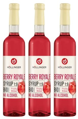 Hollinger Berry Royale Sciroppo Bio Analcolico, Concentrato 1:9, Confezione da 3 Bottiglie da 500ml, Gusto Fruttato e Amaro
