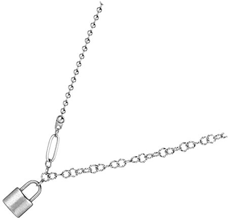Halskette Herren, Unisex Halskette mit Schloss- Halskette mit Schloss-kette Modisches Design für und Damen