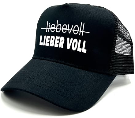 Herzbotschaft Trucker Cap | Liebevoll - Lieber VOLL | Farbwahl | Lustige Mesh-Cap mit Spruch | Verstellbar | Partycap für Herren & Damen | Humor Statement Cap | One Size