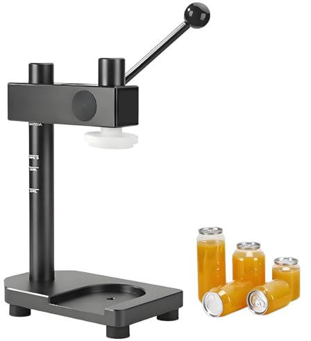 MazmornFly Manuelle Dosenverschließmaschine,vielseitiger Getränkeverschließer für 250–700 ml Kunststoff-/Aluminiumbehälter,verschließt Saft/Bier/Limonade/Kaffee/Milchtee,100 PET-Flaschen-Sets Black