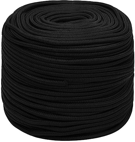 Mokuyary - Cuerda de trabajo (6 mm, 25 m, poliéster, cuerda trenzada, multiusos, para bricolaje, hogar, jardín y taller), color negro
