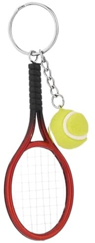 Porte-clés Raquette de Tennis avec Balle de Tennis Porte-clés Rouge 4 Pouces avec - - décoratif en Plastique pour Sac, clé et Plus, Cadeaux