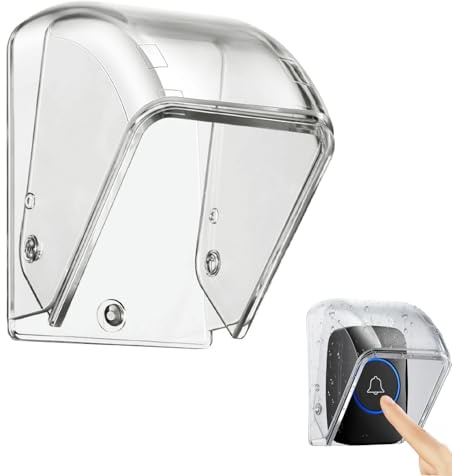 Protección de timbre exterior de lluvia transparente, cubierta de timbre exterior, funda de protección inalámbrica, protección completa (9,7 x 6,4 x 6,4 cm)