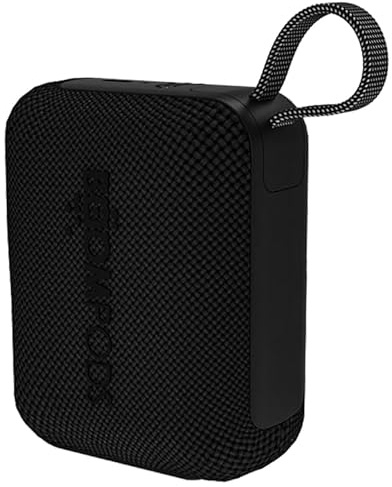 Boompods Beachboom Mini - Kleine Musikbox Bluetooth-Lautsprecher, Wasserdicht IPX7, robust, satter Bass, Ocean-Bound-Kunststoff, Dual-Pairing - Schwarz