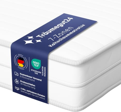 Träumegut24 AquaFlex 7-Zonen Kaltschaummatratze 140x200cm, 12cm, H3&H4 | Ergonomisch, Bezug abnehmbar & waschbar, Hypoallergen & Antibakteriell, OEKO-TEX Standard 100