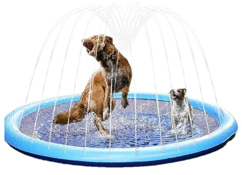 Splash Pad for Kids and Dog, Anti Slip Dog Pool Splash Pool, Thickened Outdoor Water Play Mat, Outdoor Water Toys Play Mat for Girls Boys or Cat Dogs Pools Backyard Fountain Summer