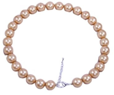 Schmuckwilli Perlenkette für Damen - 45cm Länge mit 14mm großen braunen runden Mallorca Perlen - Elegante Kette mit Muschelkernperlen für jeden Anlass