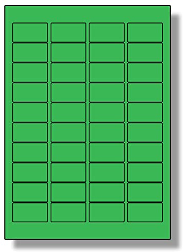 Label Planet® 40 Per Sheet, 5 Sheets (200 Green Labels). Coloured Paper Labels with Rounded Corners 45.7 x 25.4mm, LP40/45 C.