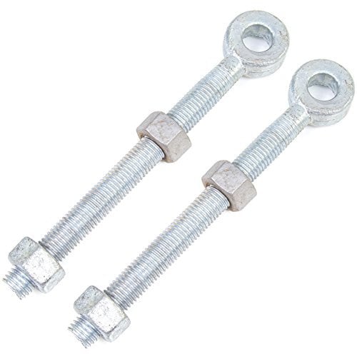 2X Galvanised 200mm Adjustable Gate Eyebolts & Nuts