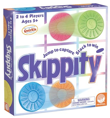 MindWare Skippity – Jump-and-Capture Board Game for 2 to 4 Players – Twist on Checkers – 100pc – Fun for Kids & Adults, Ages 5+