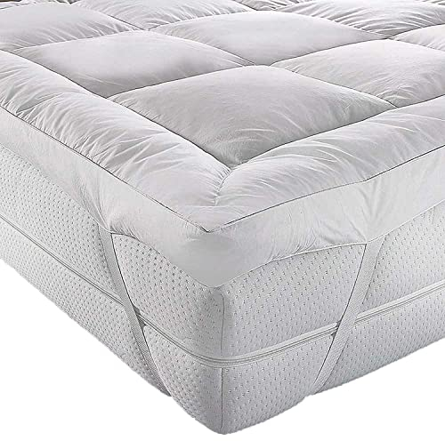 AR Textile Luxury Duck Feather & Down Extra Deep Mattress Topper, Cover, Mattress Pad 5 Cm Thick in (Super King)