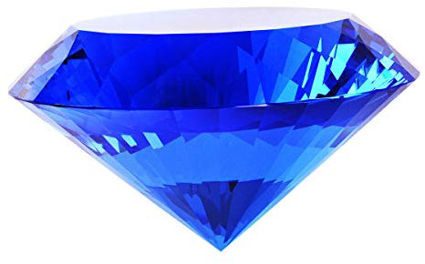 Briefbeschwerer, Kristallglas, Diamantform, 80 mm, Blau