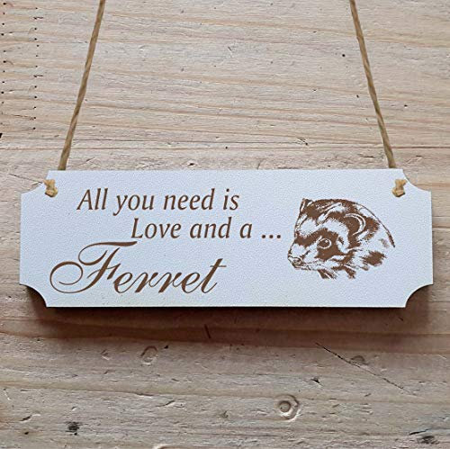Schild « FRETTCHEN » 29 x 9,7 cm - Dekoschild Holzschild Türschild Zoo Safari Tierpark Haustier