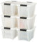IRIS USA Lot de 6 bacs de rangement empilables en plastique avec couvercles, sans BPA, fabriquées aux États-Unis – Solution d'organisation discrète, loquets, récipients emboîtables durables, poignée