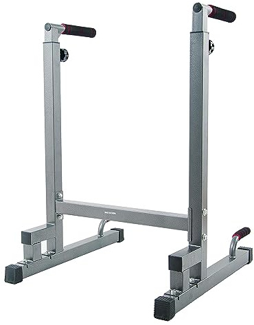 BalanceFrom Steel Frame Multi-Functional Home Gym Exercise Fitness Dip Stand Station with Adjustable Height, 500 Pound Capacity, Gray