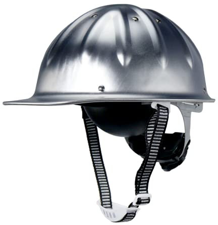Casco de Obra de Seguridad de Aluminio con Visera Completa y Suspensión de Trinquete, Color Plateado, Talla Única
