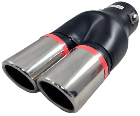 Universell Auspuff Blende Endrohr Doppel Dual Auspuffanlage Doppelrohr Endrohrblende Sportauspuff Schalldampf Sport Edelstahl Chrom Auto
