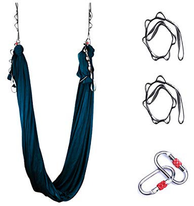 Silk Aerial Yoga Hammock - Improved Yoga Inversions Ultra Strong Antigravity Yoga Swing Set Kit for Balance Flexibility,Inversion Exercises (Dark Green)