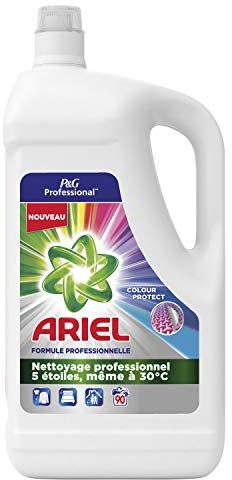 Ariel Professionnel, P&G Professional, Colour Protect, Flüssigwaschmittel, bewahrt die Farbbrillanz, reinigt gründlich, makellose Sauberkeit ab der 1. Wäsche, wirksam bei 30 °, 90 Waschgänge (4,95 l)