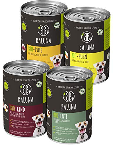 Baluna Bio-Probierpaket Hundefutter | Von Bio-Höfen aus der Region | Hergestellt in DE | Hoher Fleischanteil 5x400g