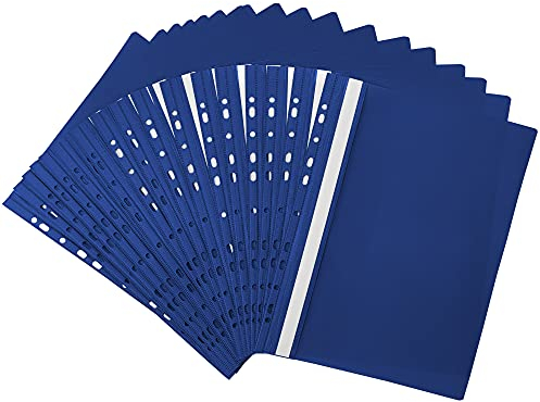 Netuno 20x chemise à lamelle perforée bleu foncé A4 dossier rapide chemise à levier en plastique classeur en plastique classeur rapide A4 chemise de présentation chemise avec couverture transparente
