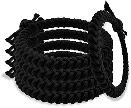 Schwarze Geflochtene Haargummis mit 6facher Struktur für noch besseren Halt. Gummiband für Mädchen, Frauen und Männer - 5 Stück Zopfgummis im Set