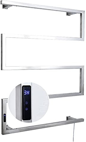 GJXJY Badheizkörper Elektrisch, 80x60cm Handtuchwärmer Heizkörper mit Timer und Temperatureinstellung, 90W Handtuchtrockner für Badezimmer Sparen Sie Platz und Energi(Size:Plug-in,Color:Silver-220V)