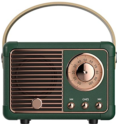 Retro-Bluetooth-Lautsprecher, Vintage-Lautsprecher mit altmodischem klassischem Stil, lauter Lautstärke, Bluetooth 5.0 kabellose Verbindung, unterstützt TF-Karte, U-Disk und AUX-Audio-(grün)