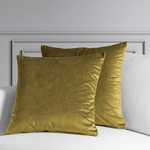 HPD Half Price Drapes Cushion Cover 18 x 18 Heritage Plush Velvet - VPYC-179911-CC18PR - Pair, Peat Green