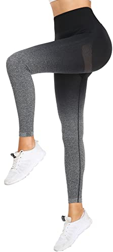 DUROFIT Scrunch Butt Leggings Damen High Waist Sport Leggings Po Push Up Leggings Booty Lift Leggins Gym Leggings Yoga Pants Ruched Sporthose Gradient Schwarz S