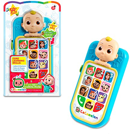 CoComelon - JJ's My First Phone, Spielzeug mit Sounds und Musik, Kinderspiel-Set, Zahlen, Farben, Formen und mehr für Kleinkinder im Vorschulalter, berühmt (CCM06102) Mehrfarbig