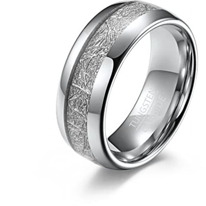 Whoiy Wolfram Ring 8Mm, Verlobungsring Paar Wolfram Silber- 8 Mm Ring für Männer 52 (16.6) Kostenlos Gravieren
