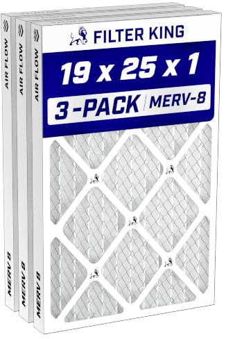 Filter King Lot de 4 filtres à air 19 x 25 x 1 | Filtres plissés pour chaudière climatisation MERV 8 | Taille réelle 18,5 x 24,5 x .75
