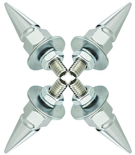 Temzzer Spike Number Plate Screws Car License Plate Bolt Holders Anti-Theft Car Frame Fasteners for Most Motorcycle (Silver)