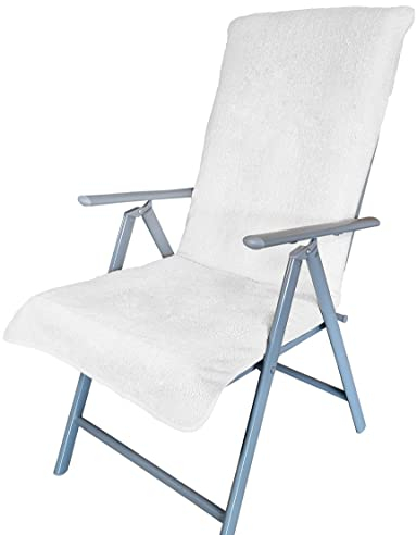 DILUMA Frottee Schonbezug für Hochlehner Stühle 60x130 cm - Hochlehner Schonbezug Diamant - Schutzbezug für Gartenstuhl - Frottee Schonbezug aus 100% Baumwolle, Farbe:Weiß