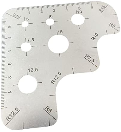 LOVIVER Stainless Steel Leather Craft Ruler, 9cm x 9.2cm Multi-Function Corner & Circle Guide, Accurate Measuring Stencil, DIY Leather Crafting, Cutting, Marking Tool