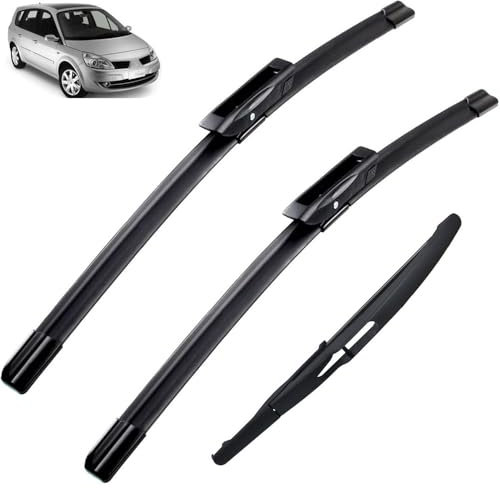 Escobillas limpiaparabrisas delanteras y traseras compatible con Renault Scenic 2 / Grand 2005-2009 Cepillos for ventana de parabrisas 26 22 10