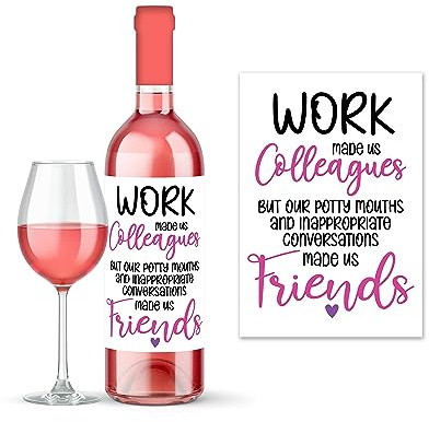 Rib Ticklerz - Funny Wine Label Sticker Wine Bottle Label for Work Colleague Birthday Gifts Secret Santa Present Work Made Us Colleague Potty Mouths Joke - WLS106