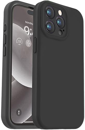 Vooii Compatible with iPhone 15 Pro Case, Upgrade Defender Liquid Silicone, [Enhanced Camera Protection] [Fit for Battery Charger Cases] Shockproof Phone Case iPhone 15 Pro 6.1 inch - Black
