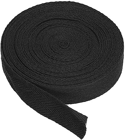 PATIKIL Baumwollband Baumwolle Gurtband 20mm x 9m, Schrägband Baumwoll Nahtband Köperband Saumband Einfassband Stoffband Webband zum Nähen für DIY Basteln Stricken Verpackungen, Schwarz