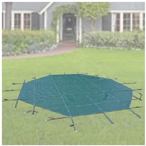 Autumn & Winter Pool Safety Cover, Anti-Leafing Net Ice Snow Protection Mesh, Round Inground Pools Dust-Proof Lid, with Anchors & Spring, Green Swimming Pool Cover for Kids Cats ( Size : 7ft/2.1m Diam